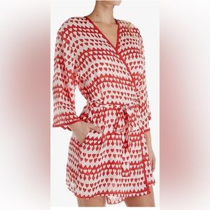 Kate Spade New York Hearts Crinkle Chiffon Robe L/XL